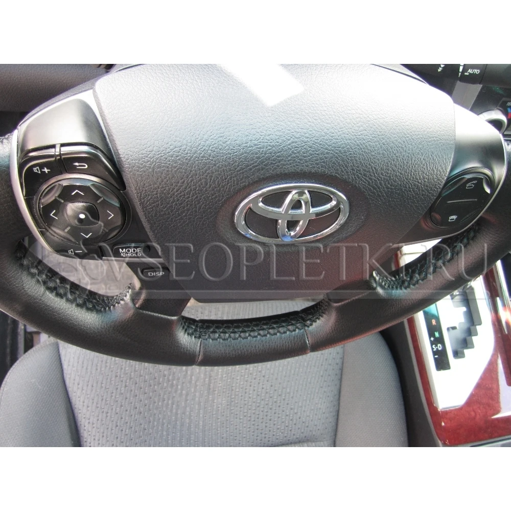 Оплетка на руль &quotToyota Camry&quot (Тойота Камри 50 кузов) для кожаного руля - черная
