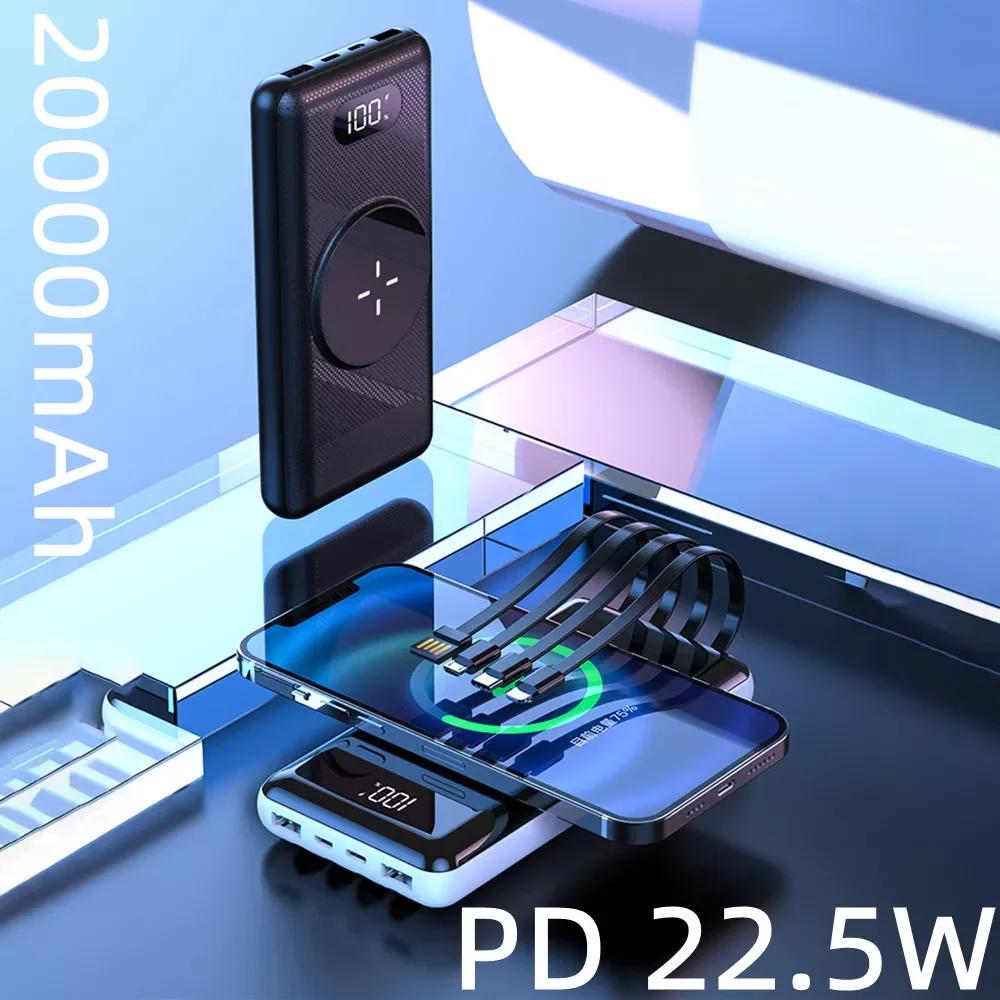 

2023NEW Power Bank 20000mAh PD 22.5W Portable Fast Charging Wireless Powerbank for iPhone Powerbanks External Battery Charger Po