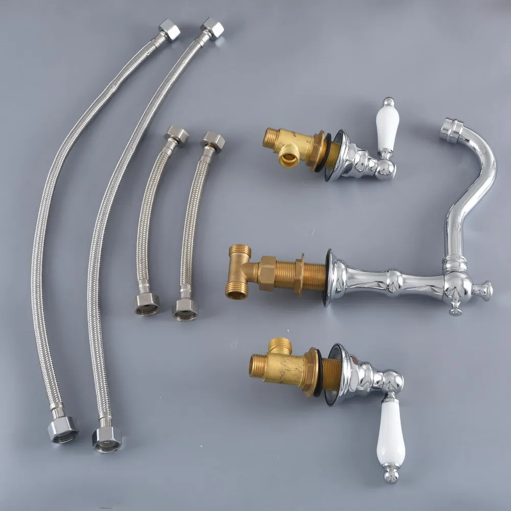 Хромированная отделка латунные смеситель для раковины широкий кухни ванной