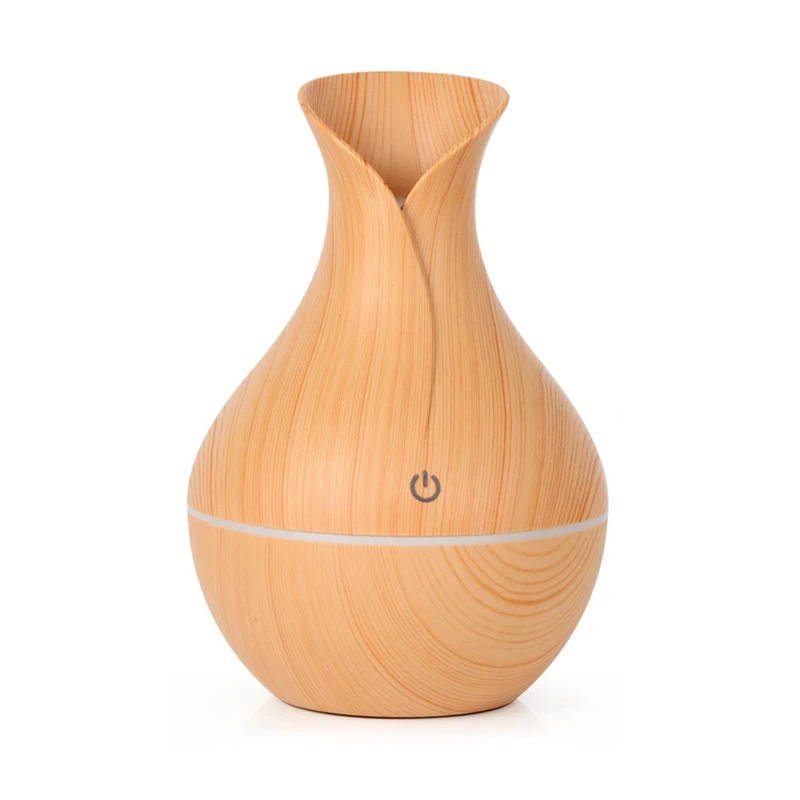 

Electric Air Humidifier Essential Aroma Oil Diffuser Ultrasonic 130Ml Wood Grain Humidifier USB Mist Maker LED Light
