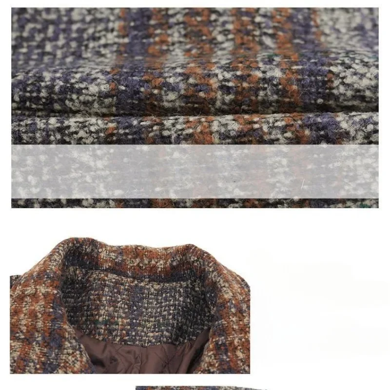 Женское полиэстеровое клетчатое пальто