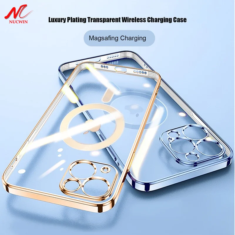 

Luxury Gold Plating Magent Phone Case for iPhone 14 13 Pro Max Magsafing Charging Cover for iPhone 12 Mini 11 Xs X Xr 7 8 Plus