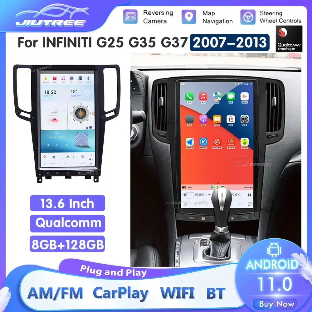 

Автомобильный стерео-радиоприемник 13,6 дюйма в стиле Tesla с Android 11 для Infiniti G25 G35 G37 2007-2013 GPS-навигация для Carplay dvd