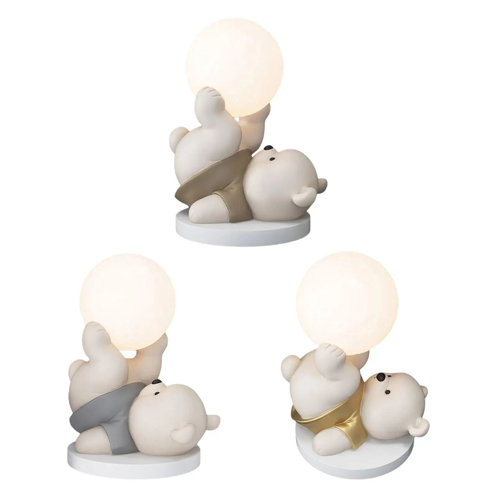 

Lovely Bear Figurine Rechargeable Night Light Desktop Decorations for Living Room Bedroom Decor Bottom Diameter x Height 16x25cm