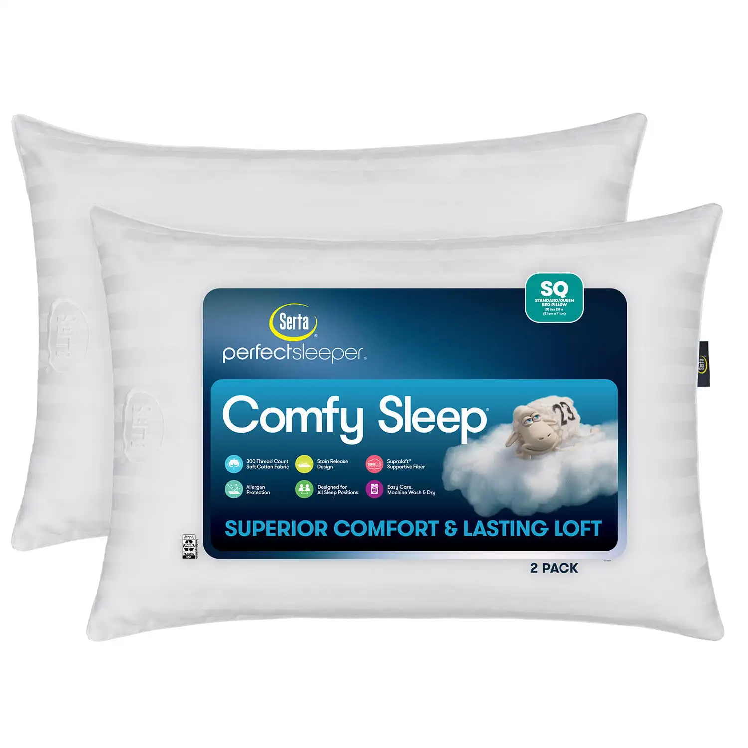 

Perfect Sleeper Comfy Sleep Bed Pillow 2 Pack (Assorted Sizes)QUEEN