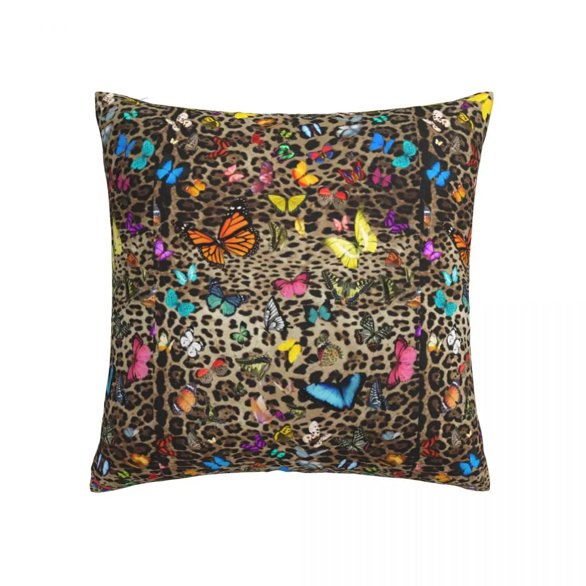 

Leopard Butterfly Pillow Case Animal Print Butterflies Polyester Sofa Pillowcase Zipper Spring Funny Cover