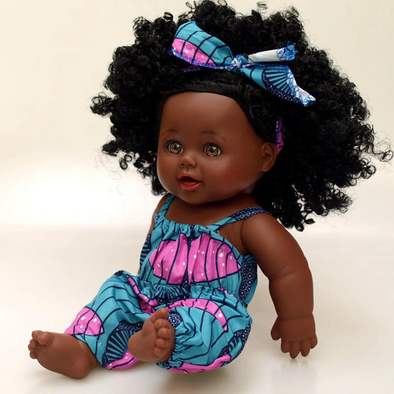 

Lifelike Baby Doll 30cm with Clothes Black Skin Play Washable for Children