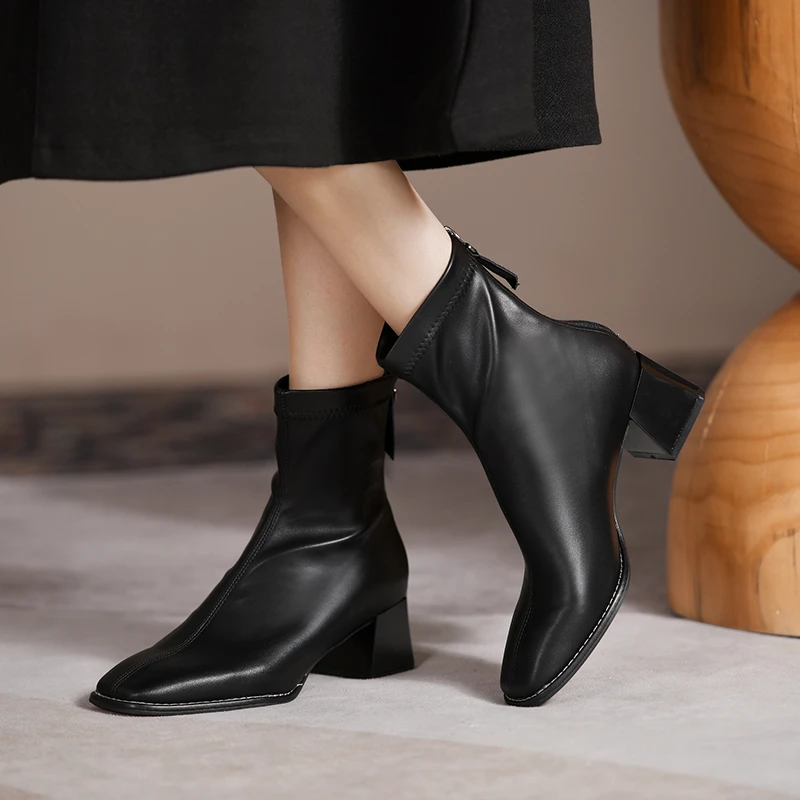 

2022 New Fashion Ladies Pointed Toe Booties Ladies High Heels Fetish Boots Ladies Moccasin Fall Sexy Back Zipper Botas De Mujer