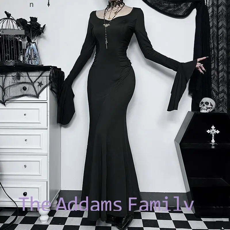 Женское приталенное платье-футляр с юбкой-готикой Morticia Adams