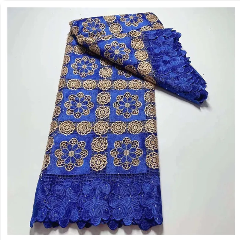 

good quality african water soluble lace fabric with stones 5yards fashion stones guipure lace fabric for dress DF4281