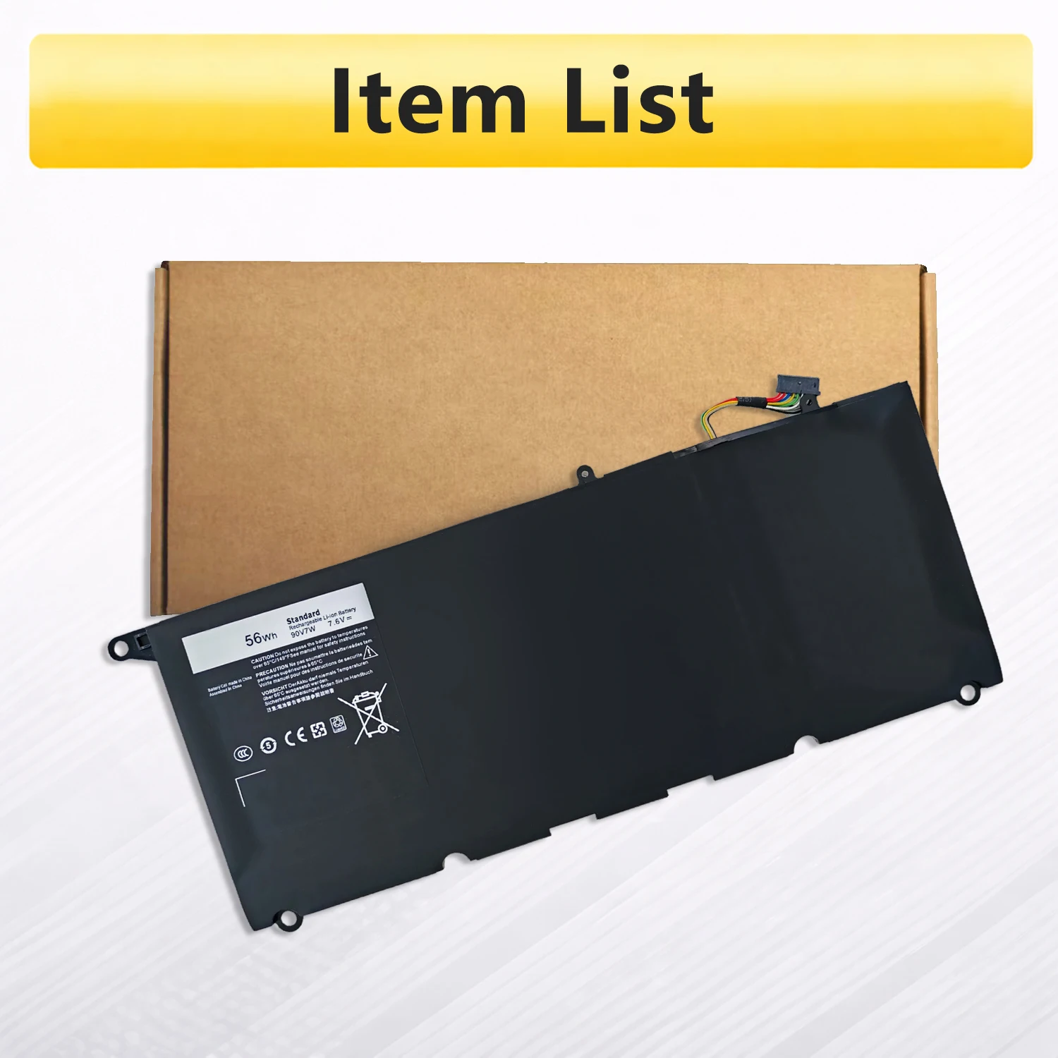 Аккумулятор PowerHub 90V7W JHXPY JD25G 090V7W, совместимый с Dell XPS 13 9343 XPS13 9350 13D-9343 P54G 0N7T6 5K9CP RWT1R 0DRRP, 56 Вт·ч (art.: 3920dc22fba91) - 3920dc22fba91