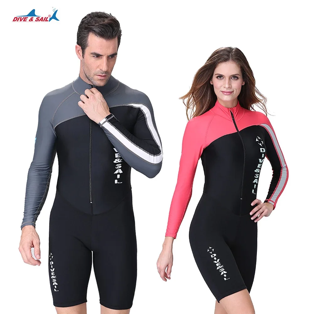 

DIVE&SAIL 1.5MM Neoprene Wetsuit Men Women Long/Short Sleeve Trunk One Piece Wet Suits For Swimming Jumpsuit Surfing Rash Guards