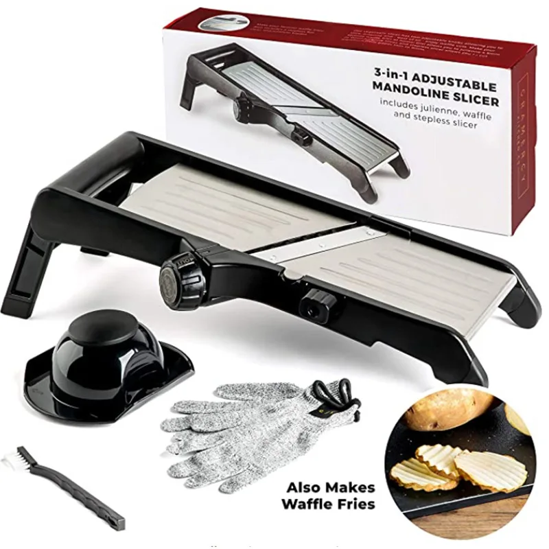 

CL432 Stainless Steel Potato Fruit Slicer Kitchen Accessories Manual Mandoline Grater Peeler Vegetable Fruit Cutter Slicer