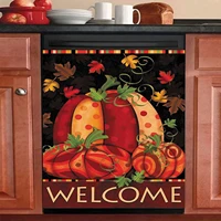 welcome fall pumpkin leaves dishwasher cover magnetic vintage autumn haverst pumpkin customized fridge decor thanksgiving vinyl