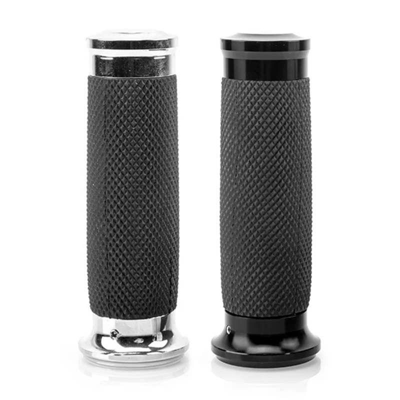 

1 Pair 1'' 25mm Black Handlebar Grips Universal Aluminum Alloy & Rubber Motorcycle Handlebars Hand Grips for 883 1200