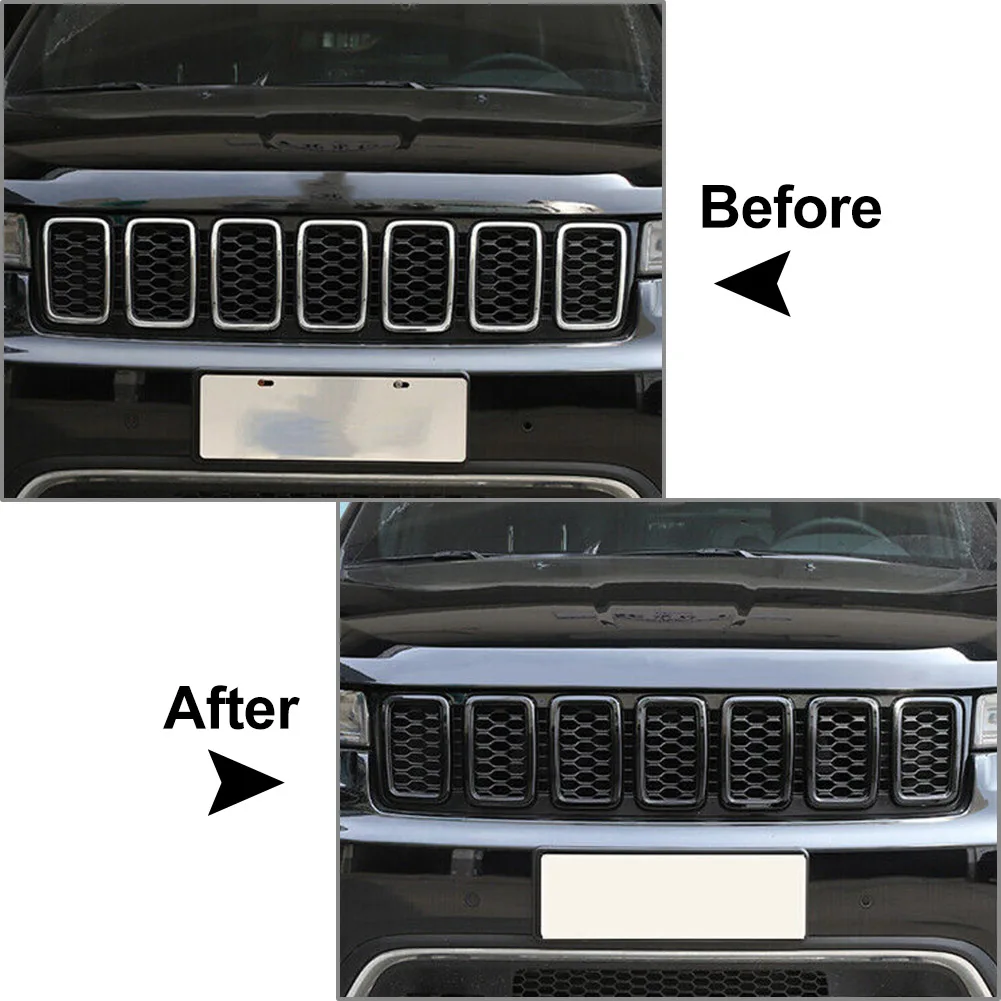 7 шт. передняя решетка автомобиля сотовая сетка вставка накладка украшение для Jeep