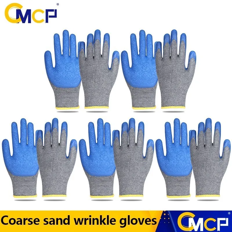 

CMCP 1-24Pairs Working Gloves Roving Palm Dipped Latex Gloves Security Protection Glove For Mechanical Repairing Gloves