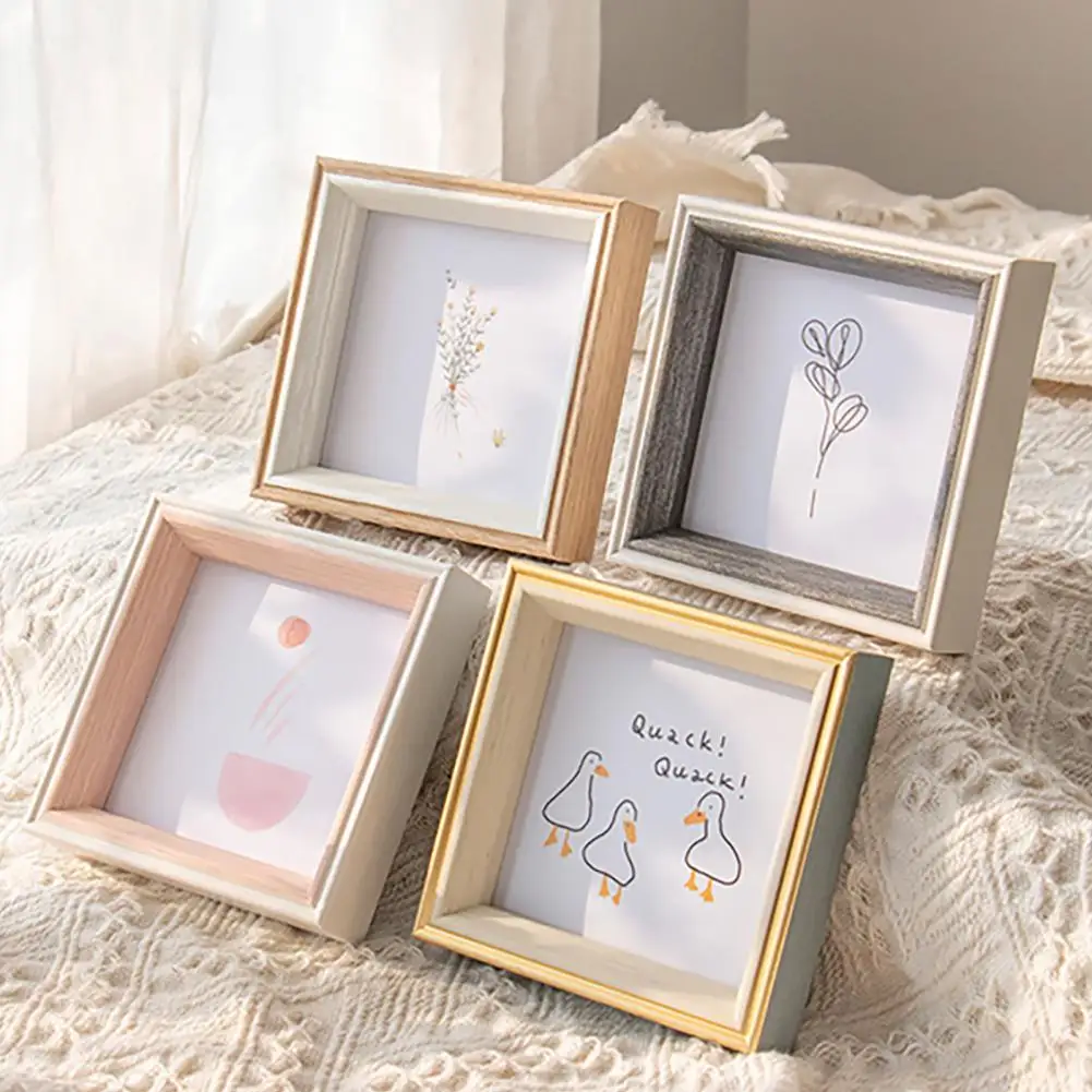 

Portable Picture Frame Delicate Resin Square Anti-deform Photo Holder for Home