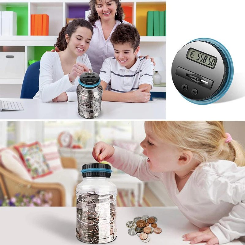 

Electronic Piggy Bank Counter Coin Digital LCD Counting Coin Money Saving Box Jar Coins Storage Box For USD EURO Money Gifts