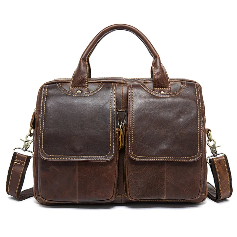 Formal Business Style Briefcase Bag Genuine Leather Lightweight Daily Working Tote Bag For Man Male Solft Cwoskin Man Bag