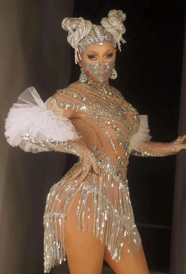 Телесные блестящие стразы бриллиантовые перчатки и сексуальные женские боди