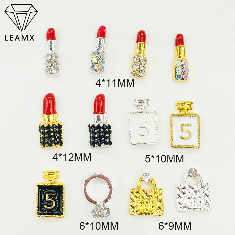 

12 Compartment Nail Supplies Rhinestone Lipstick Perfume Bottle 3D Glamour Handbag Ring Ornament DIY Nail Art Gems Decoration