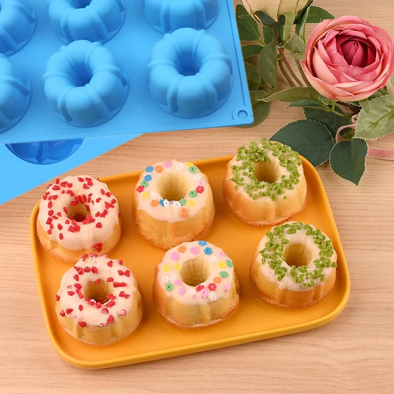 2 шт. мини-кастрюля для торта Bundt 6-полостная кастрюля антипригарная силиконовая