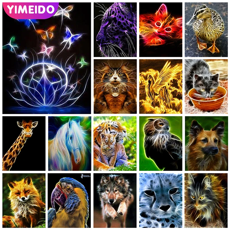 

YIMEIDO AB Diamond Painting Animals Tiger Butterfly DIY Picture of Rhinestone Full Drill 5D Diamond Embroidery Cat Cross Stitch