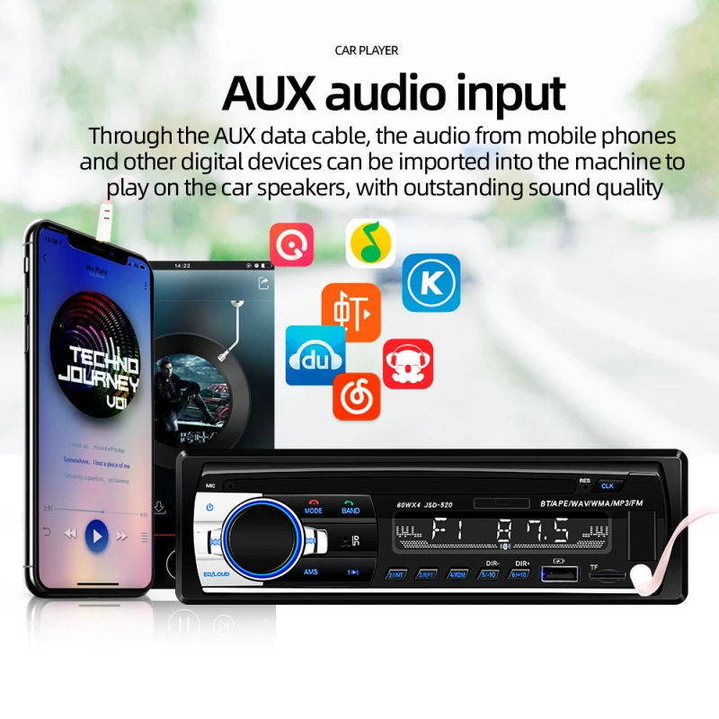 

Автомагнитола 1 DIN, 12 В, автомобильный радиоприемник, Bluetooth, MP3-плеер 60Wx4, FM-радио, стерео, аудио, музыка, USB/SD с панелью