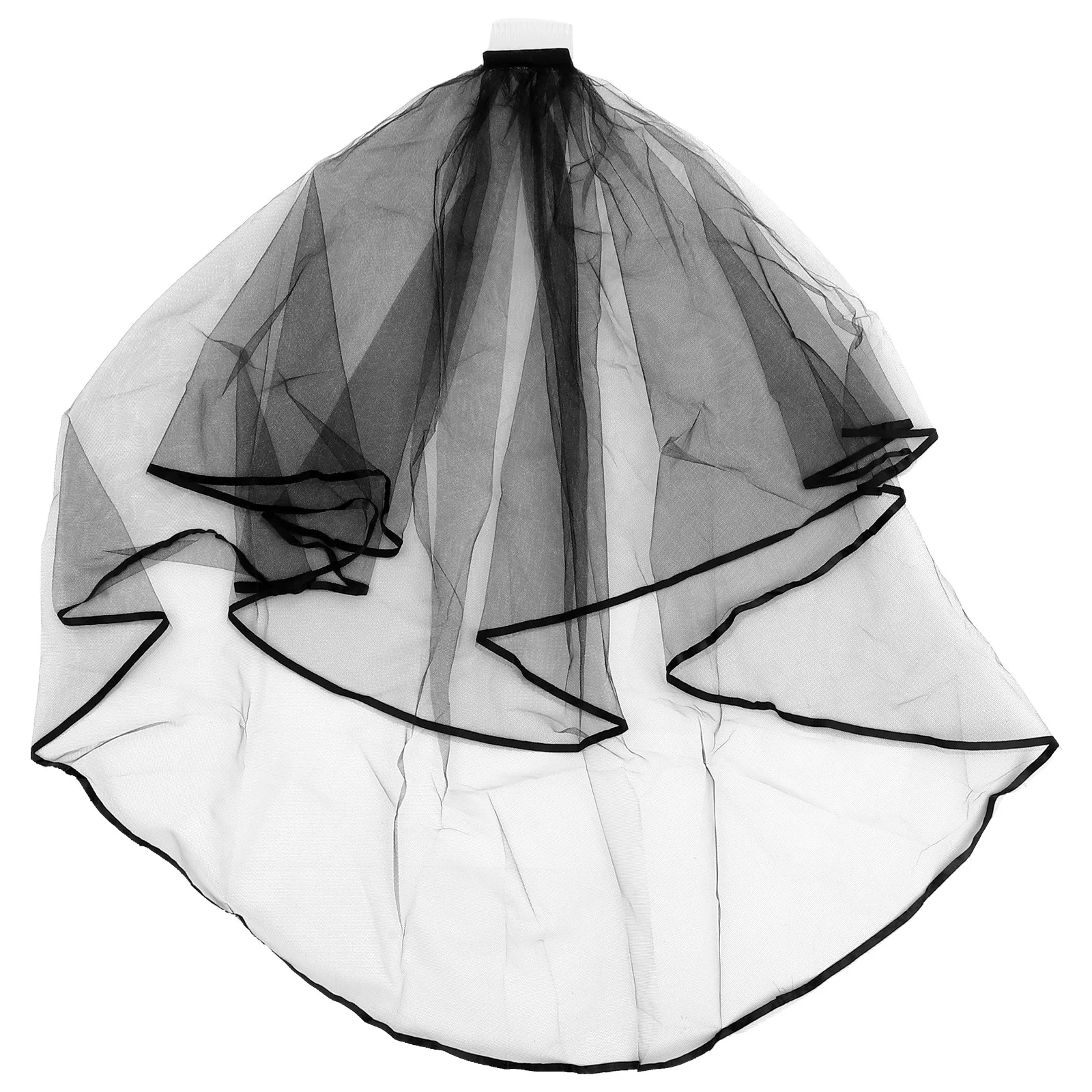 

Black Ribbon Bridal Wedding Veils with Comb Elegant Veils Wedding Accessories