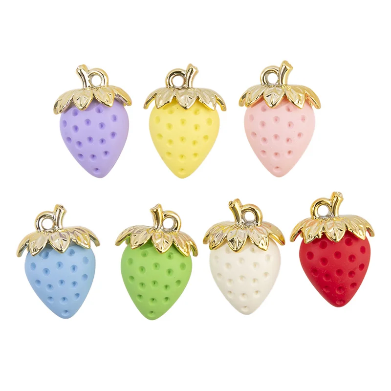 5 шт. 22x32 мм акриловая красочная сладкая клубничная подвеска-подвеска для кулона