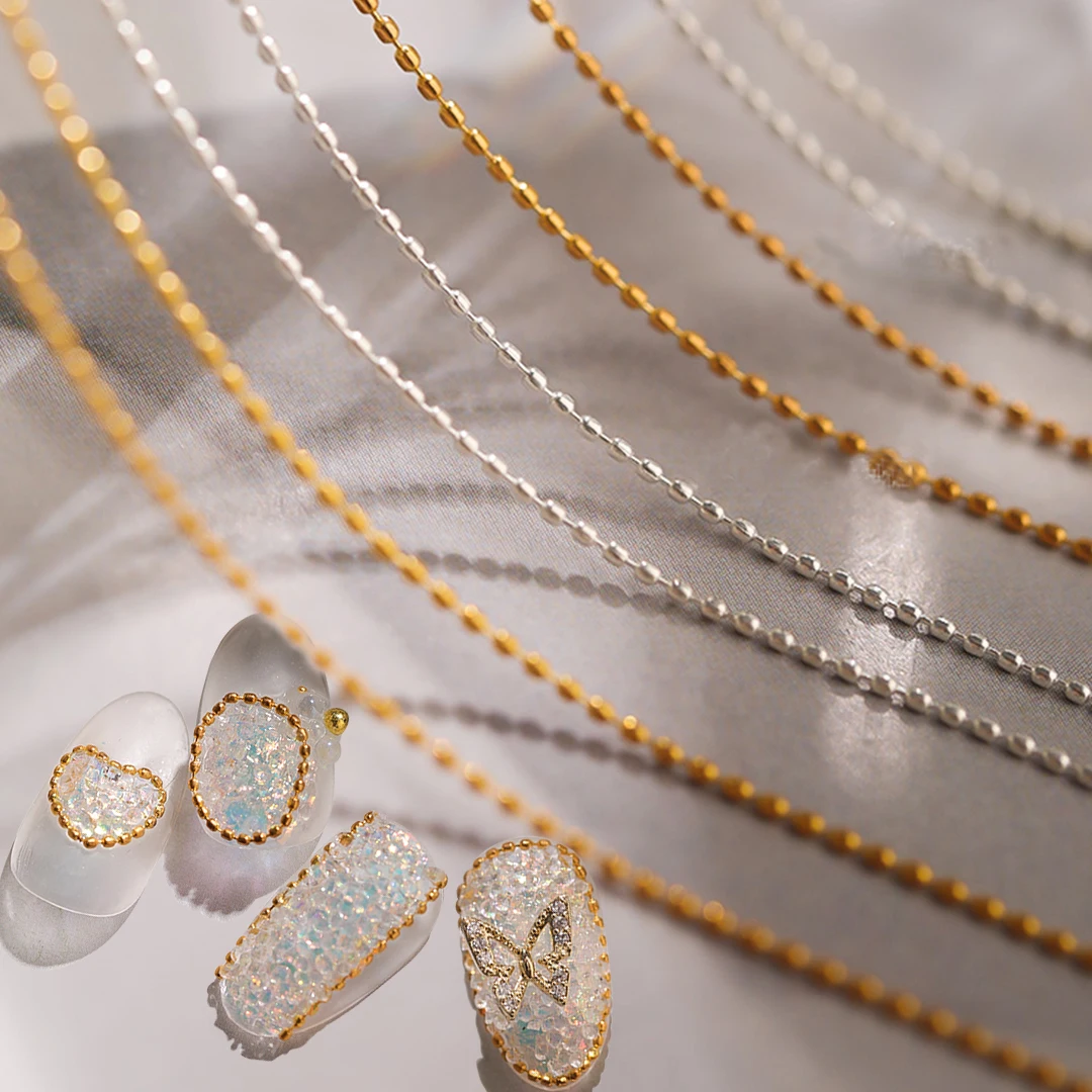 Цепочка из бисера для ногтей 0 8 мм/1 мм розовый золотой серебряный камень фалки