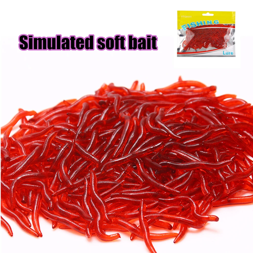 

100pcs/Lot Fishing Lure Smell Shrimp Swimbait Red Worm Soft Silicone Artificial Bait Fishy For Fishs Shrimp Additive Bass Carp