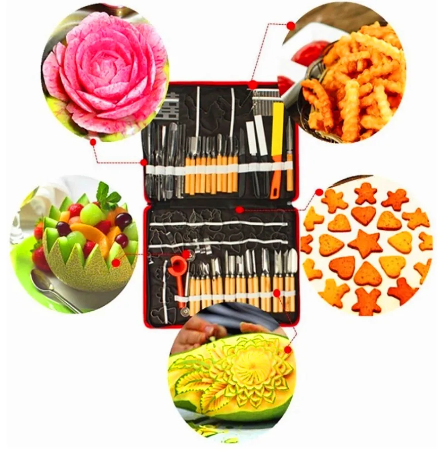 

80PCS Chef Multifunction Carving Gadget Kitchen Accessories DIY Culinary Cakes Cake Fondant Vegetables Art Carving Decor Tool