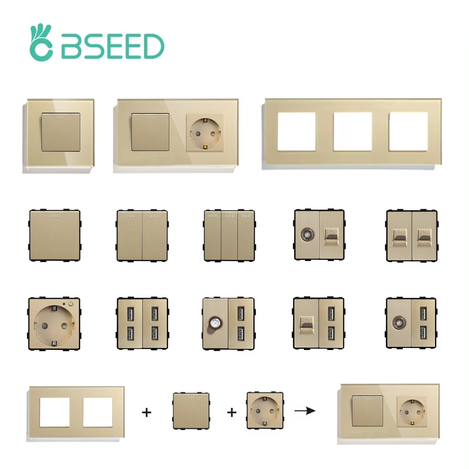 Настенные USB-розетки BSEED для телевизора со стеклянной рамкой ...