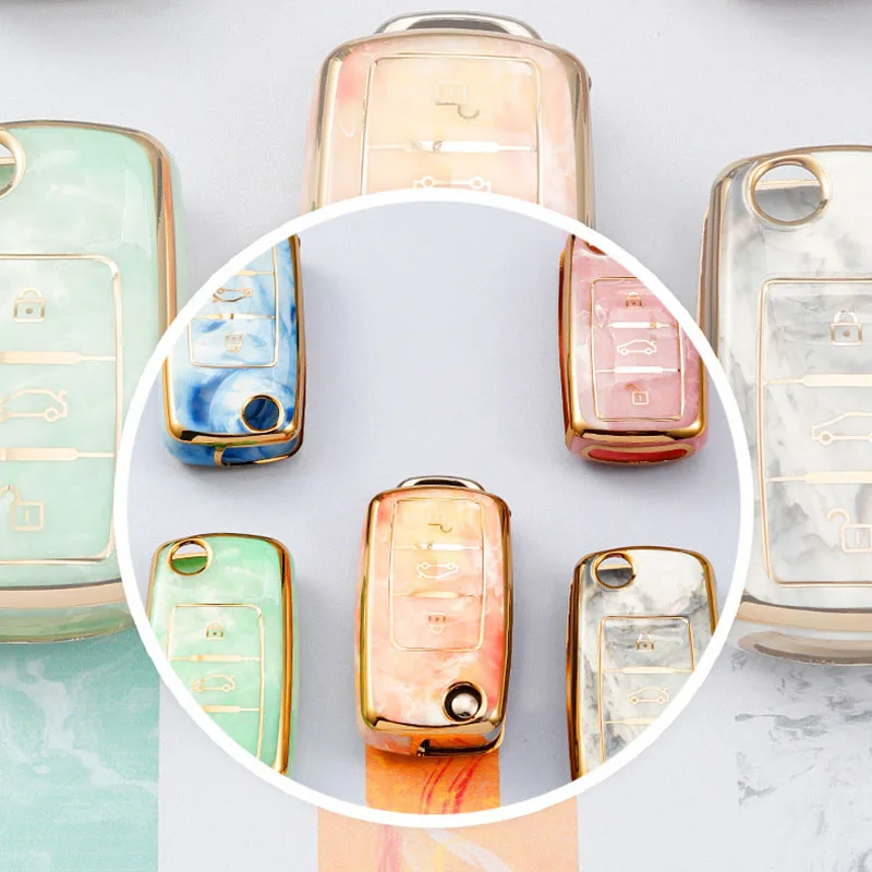 

TPU Jade Pattern Car Key Box Cover Protection for Volkswagen Polo Tuhuan Passat B6 B7 Golf 4 5 6 MK6 EOS Jett