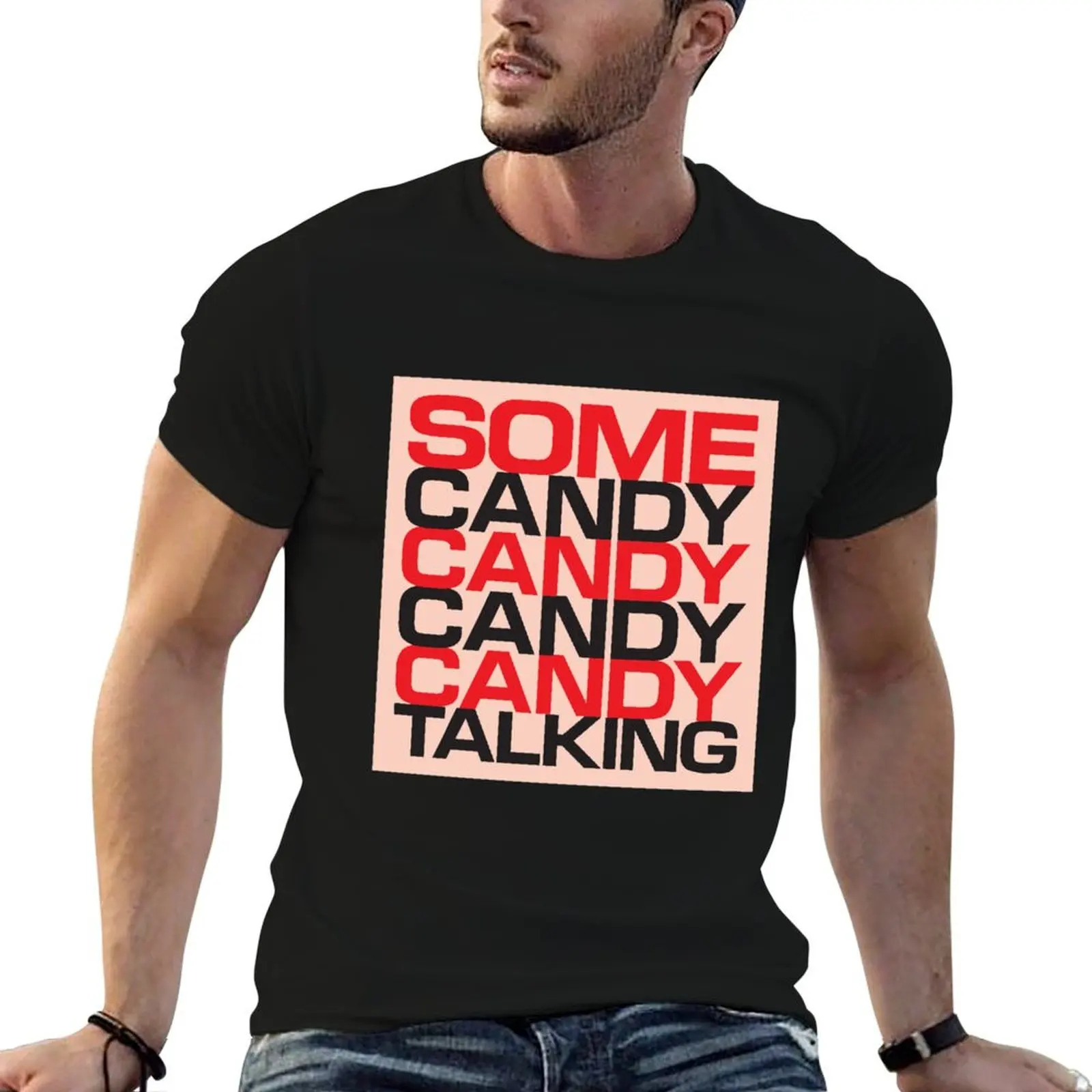 Фото Футболка JAMC с принтом «Some candy talking typograph», повседневная, для работы и отдыха №1