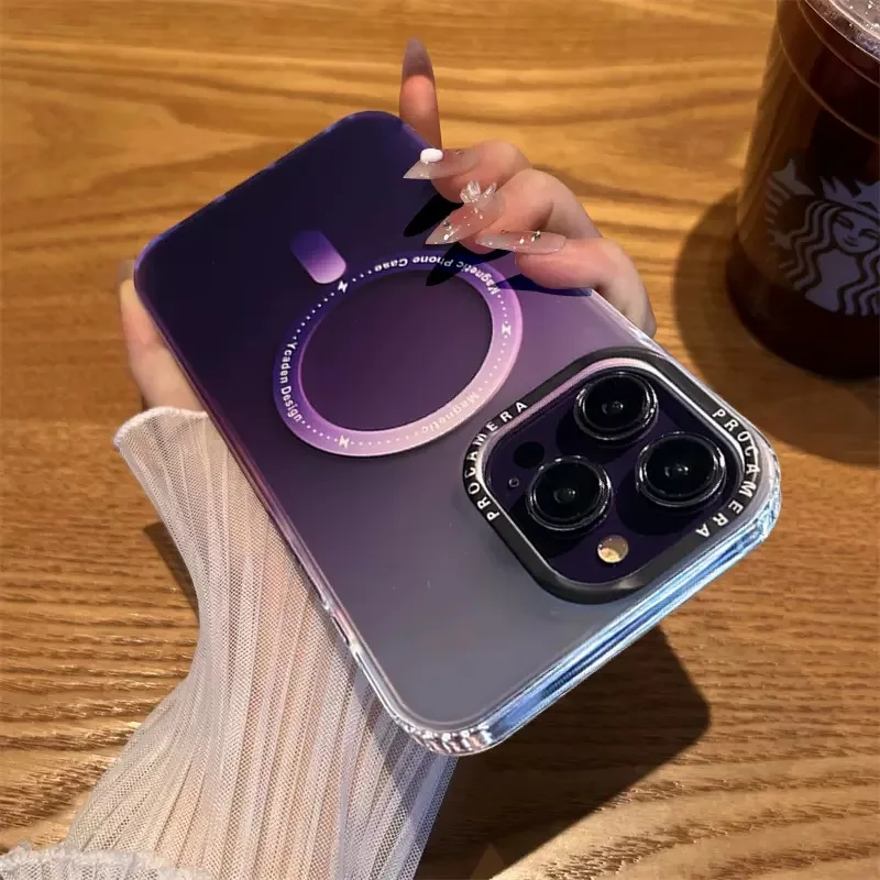 

Luxury Magsafe Magnetic For iPhone 13 14 Pro Max Case Gradient for iPhone 12 11 Pro Max Matte Shockproof Slim Hard Cover 14 Plus