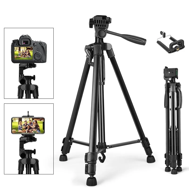

Yizhestudio Camera Tripod 50-140cm DSLR Flexible Portable Stand for Gopro iPhone Canon Nikon Sony with Phone Clip with 1/4 Screw