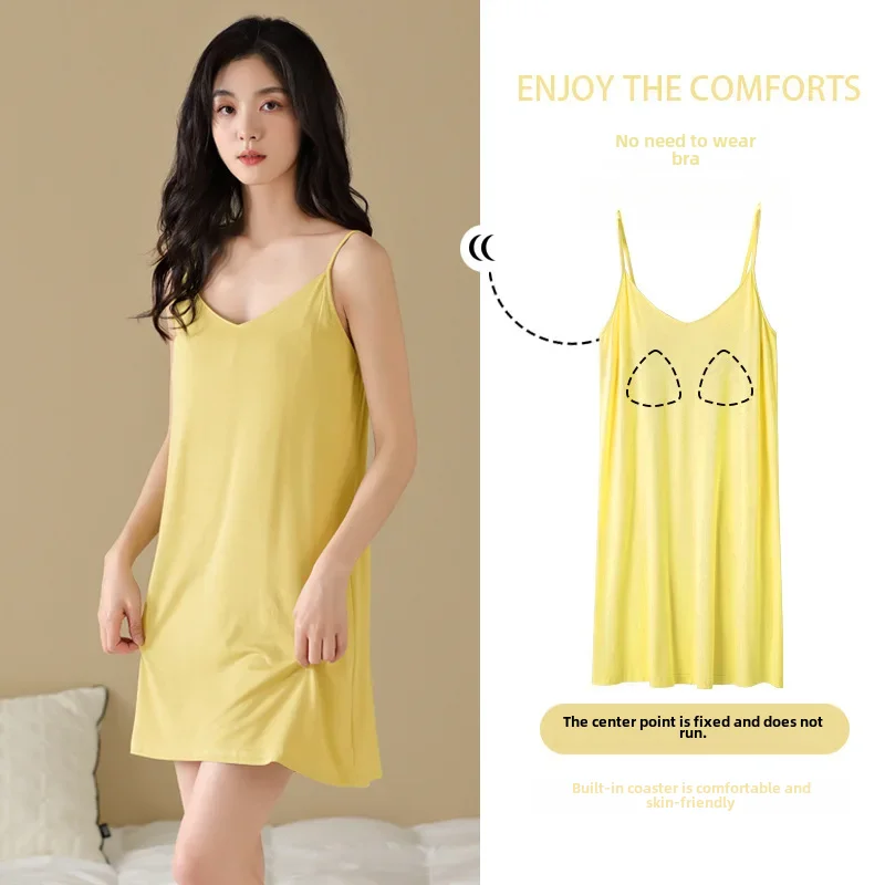 Женская одежда для сна из модала и хлопка новинка 2024 летний топ без рукавов