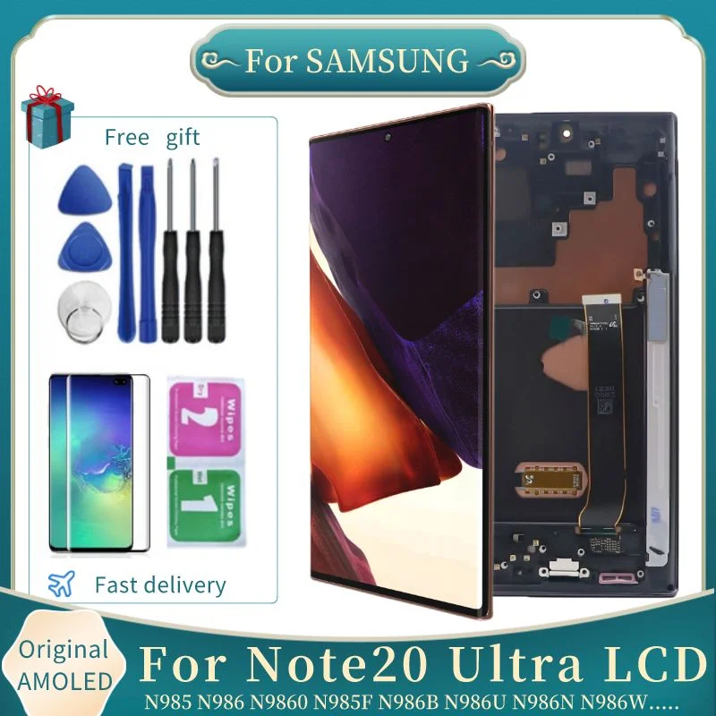 Original Note20 Ultra AMOLED LCD With Frame For Samsung Galaxy Note 20 Ultra Display N985 N985F N986B N986U..Screen Replacement