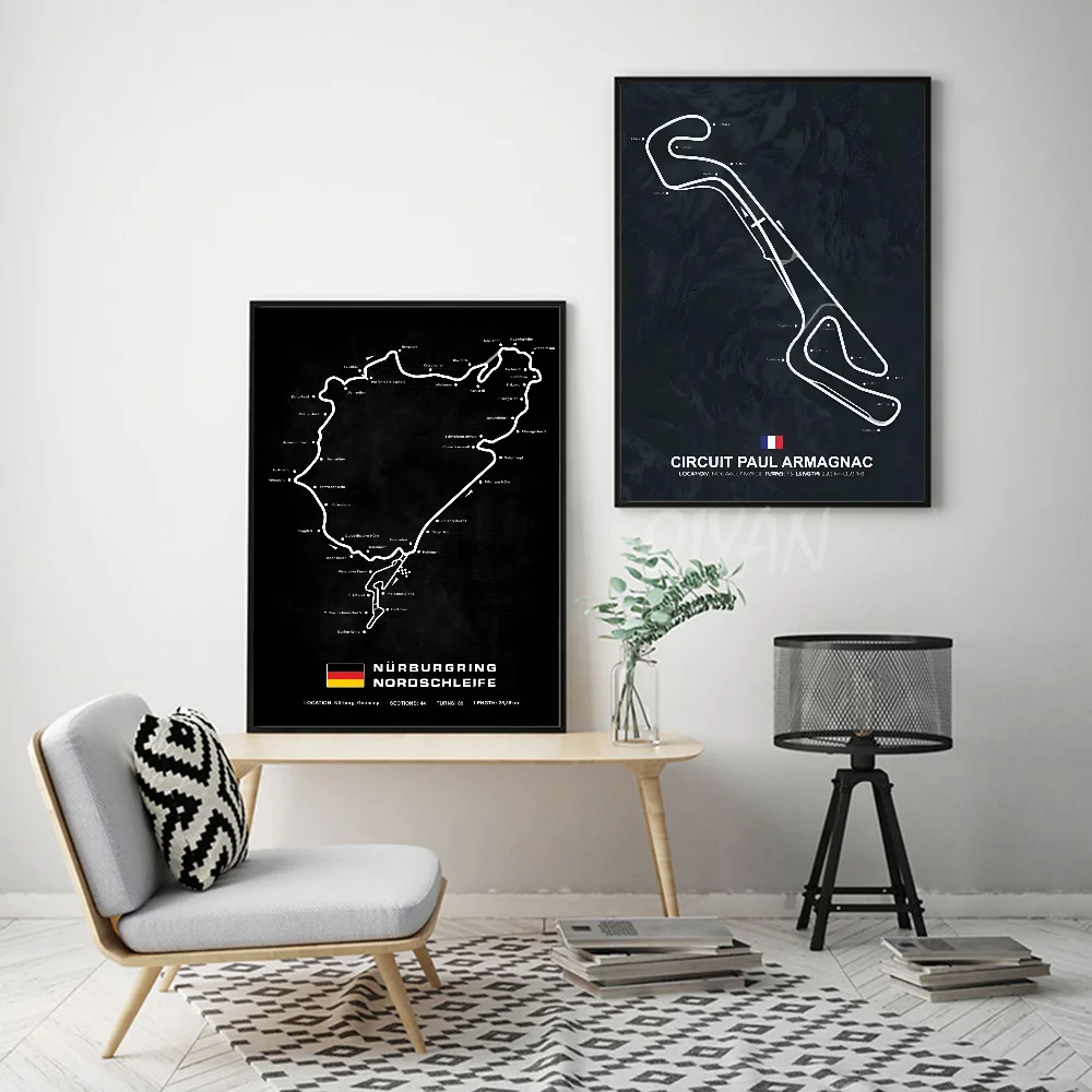 Formula 1 Internationa Track Circuit Painting F1 Wall Art Nordic Poster Paper Print Home Living Room Bedroom Entrance Bar Cafe A
