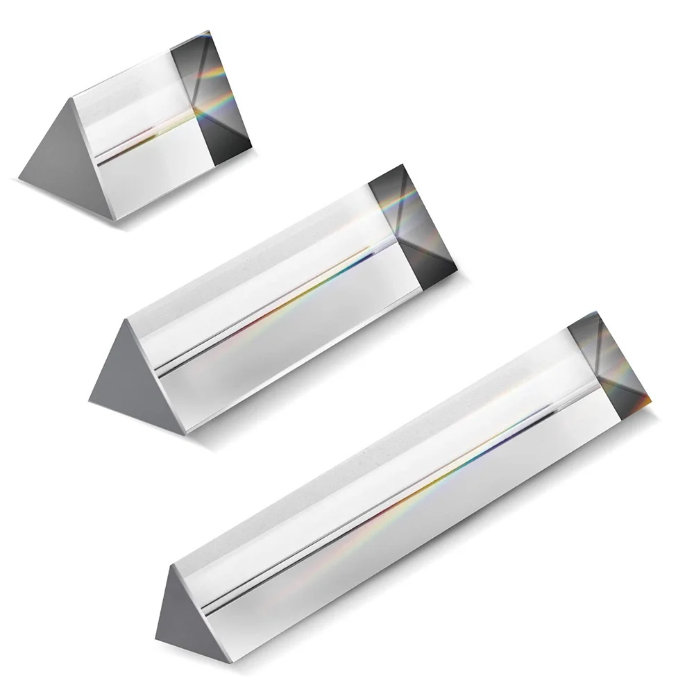 

3 Pack Crystal Optical Glass, Triangular Prism For Photography, Science, Teaching Light Spectrum(Set Of 3, 50/100/50 Mm)