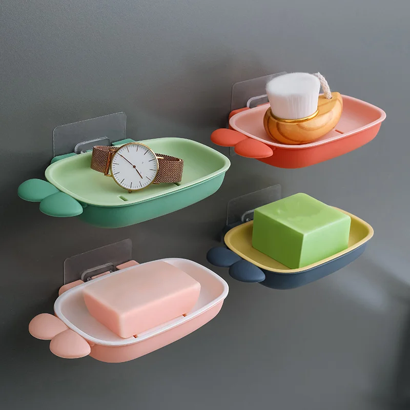 

Self-Adhesive Soap Dishes Dual Layer with Drainage to Keep Soap Dry Wall Mounted Soap Dishes for Bathroom Kitchen RERI889