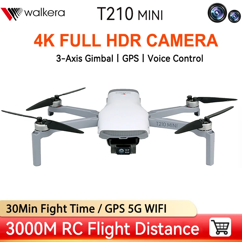 

Walkera T210 MINI RC Drone With 4K HD Camera GPS FPV Voice Control 3-axis Gimbal 249g Quadcopter Quadcopter Toys For Adults