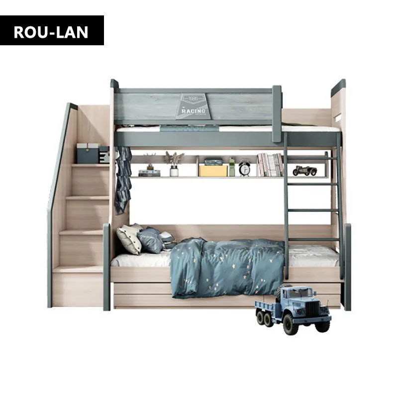 

Bunk Bed for Kids Furniture Bedroom Boy and Girl Mother and Baby Solid Wood Twins Children's Beds Bedchamber Set ROU LAN