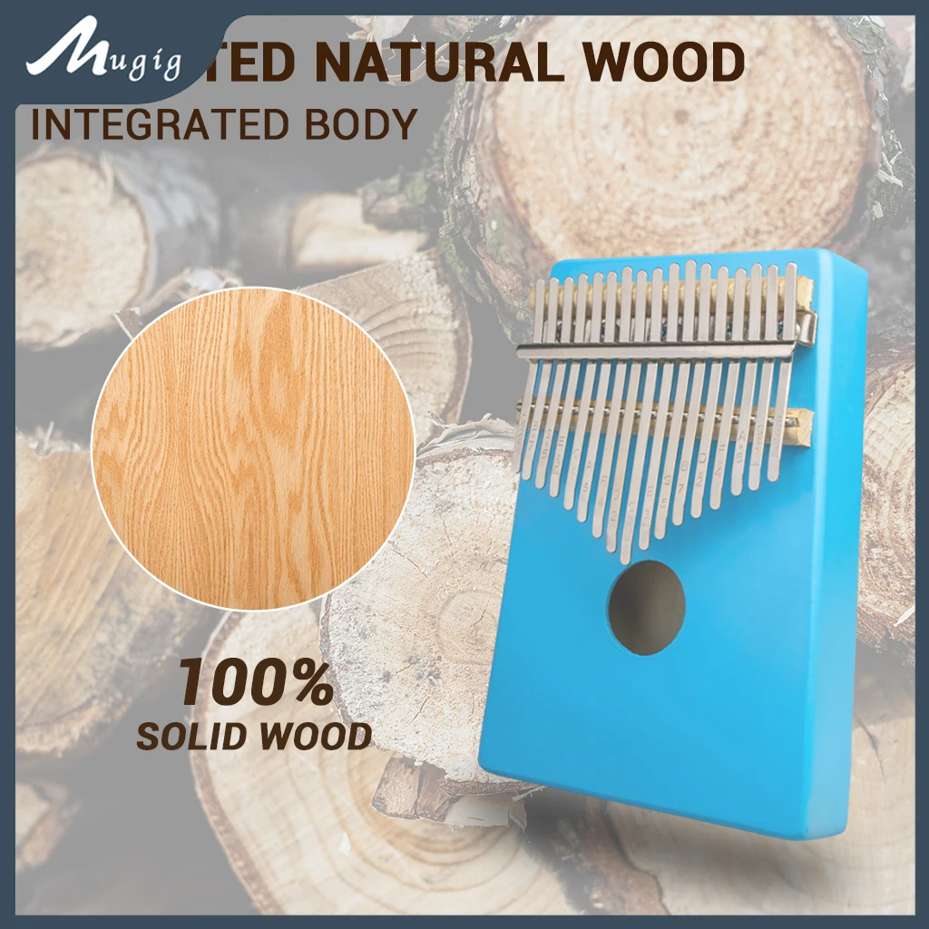 

Mugig Kalimba Thumb Piano 17 Keys Solid Wood Blue for Music Lover Beginners Children