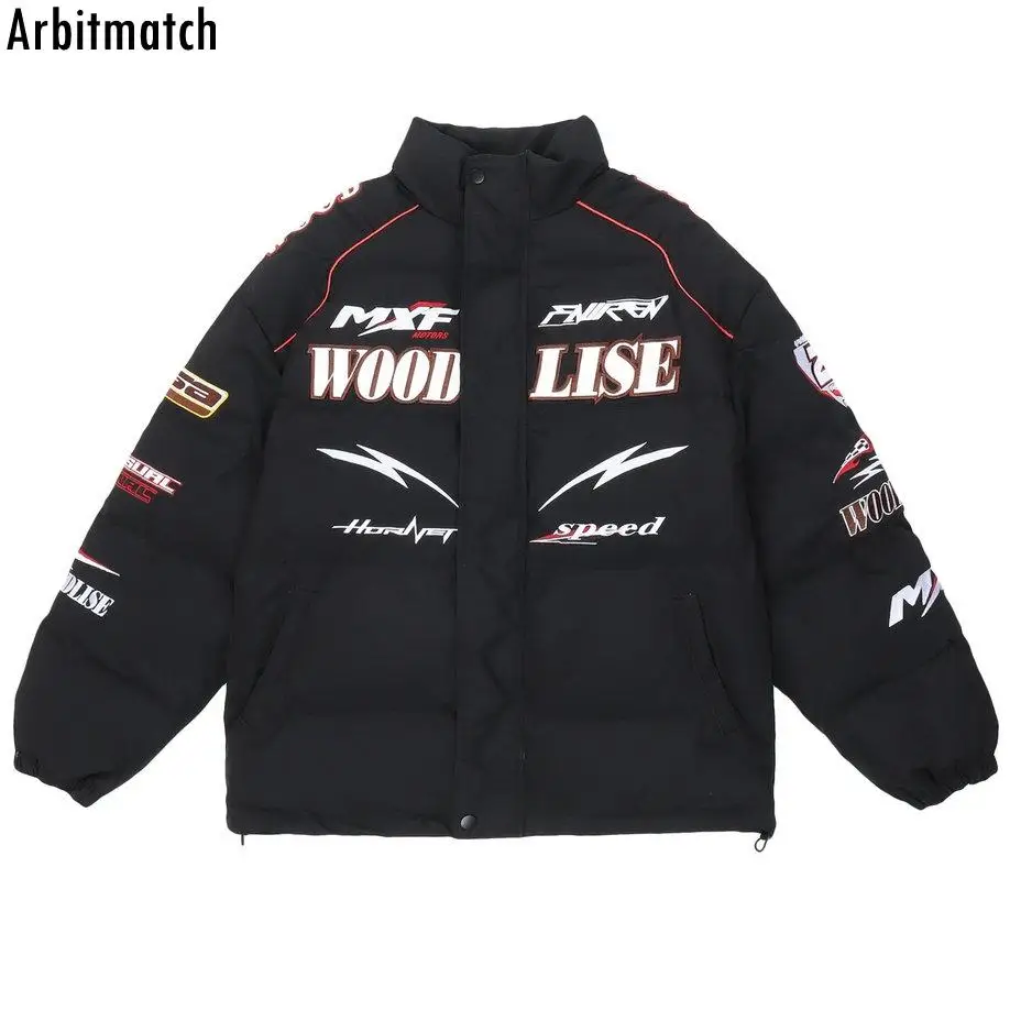 

2022 Men Jacket HipHop Streetwear Letter Embroidery Vintage Locomotive Jacket Thickened Coat Men Keep Warm Harajuku Men Jacket