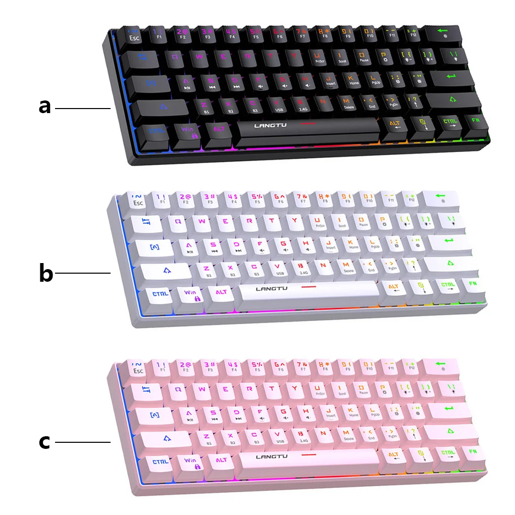 

Home Office Type-c Wireless 61-Key Cyan Axis Mechanical Keyboard Gaming Mini Bluetooth-compatible Keypad Programmable