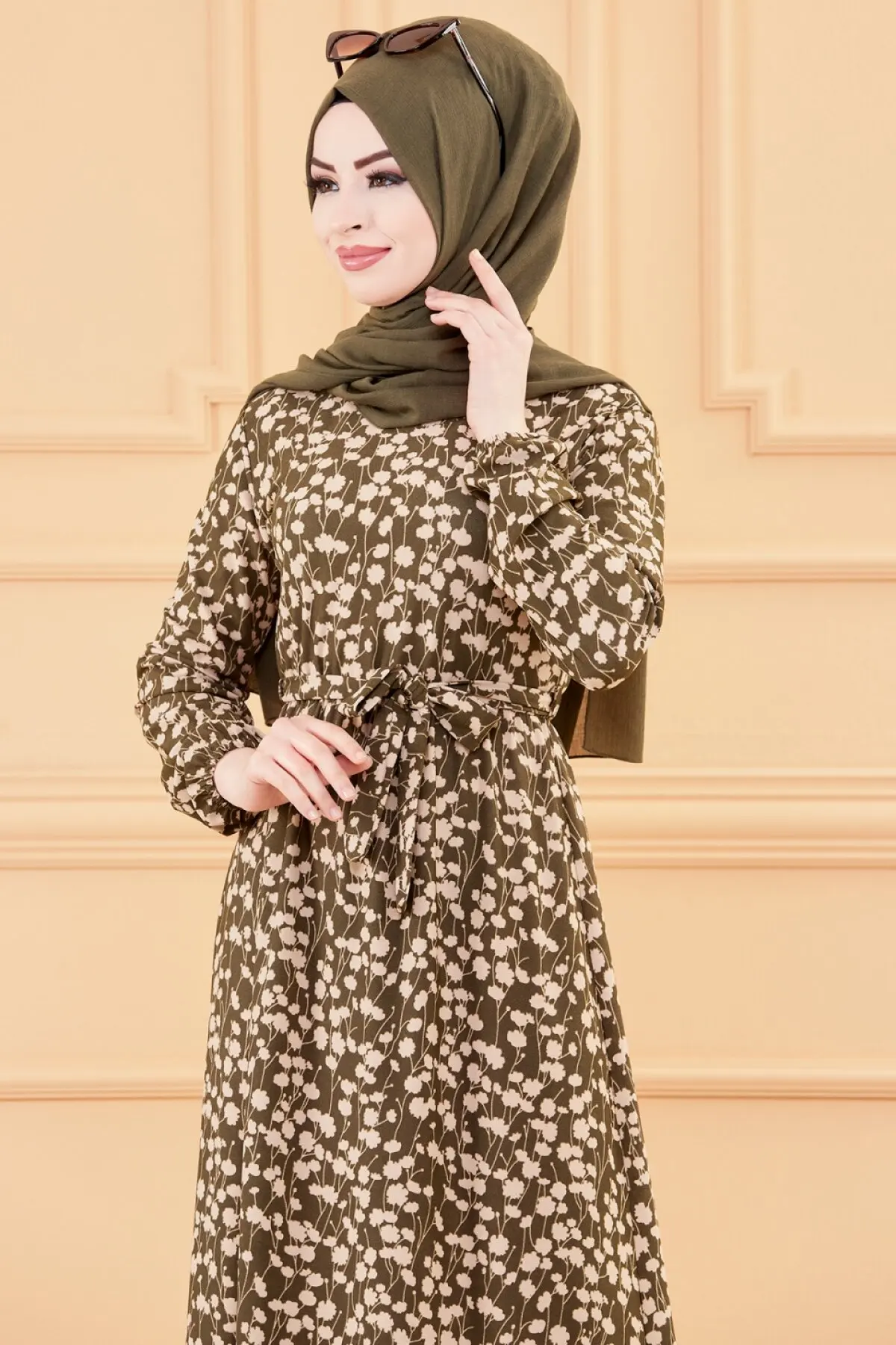 TUGBA Muslim Dress Long Sleeve Floral Print muslim dress code 2021 turkish gown hijab summer